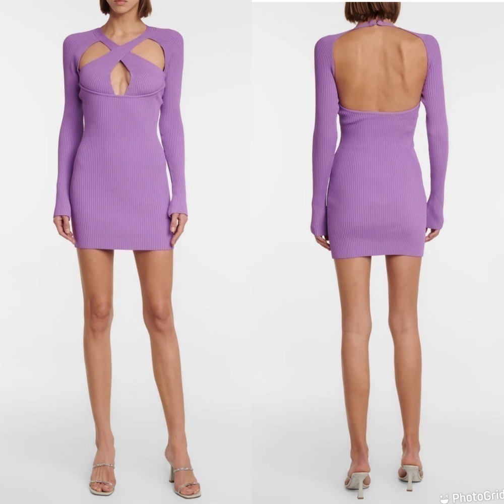 NWT David Koma Cutout Ribbed Stretch-knit Mini Dress - Picture 2 of 10